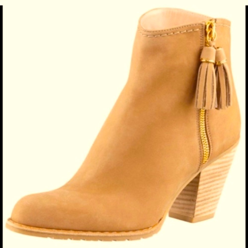 Stuart Weitzman Suede Leather Tassel Zip Up Ankle Boots sz 9.5
